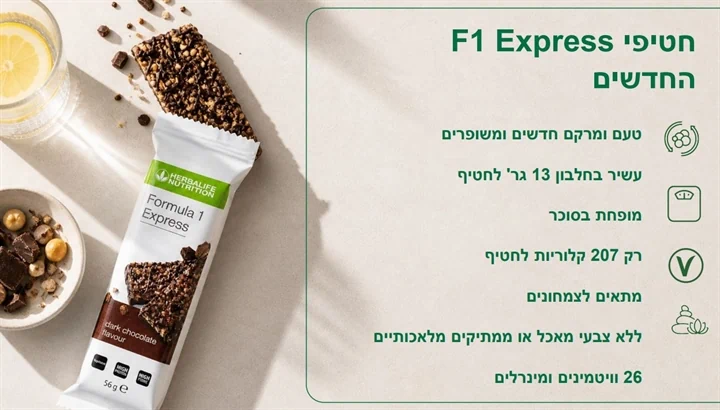 הכל על חטיף F-1 EXPRESS שוקולד מריר החדש 