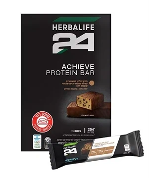 חטיף חלבון הרבלייף ACHIEVE H24 - טעם שוקולד ובצק עוגיות, 6 חטיפים במארז