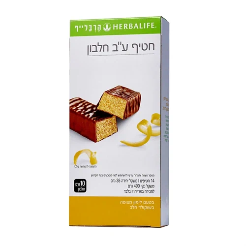 חטיפי חלבונים הרבלייף - לימון  14 חטיפים במארז